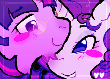 blush close-up duo eyewear female feral glasses heart_symbol horn nuzzling toastedbagel friendship_is_magic hasbro my_little_pony mythology rarity_(mlp) twilight_sparkle_(mlp) equid equine mammal mythological_creature mythological_equine unicorn hi_res