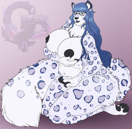 anthro areola big_breasts black_areola black_glans black_nipples black_penis breasts erection eyewear fur genitals glans glasses gynomorph hair intersex looking_at_viewer nipples nude penis simple_background slightly_chubby solo thick_thighs white_breasts crowflyproductions miriam_(mightypoohead) felid leopard mammal pantherine snow_leopard hi_res
