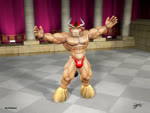 5_fingers abs anthro athletic backwards_baseball_cap backwards_hat baseball_cap biceps big_muscles black_hair brown_body brown_fur bulge butt clothed clothing fingers flexing flexing_bicep flexing_both_biceps fur hair hat headgear headwear hooves horn huge_muscles humanoid_hands male manly muscular muscular_anthro muscular_male nipples pecs pelvic_thrust pose solo speedo swimwear teeth topless white_horn braford oscar_(braford) bovid bovine mammal 2010 3d_(artwork) 3d_animation 4:3 animated digital_media_(artwork) flash_conversion long_playtime no_sound webm