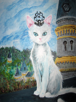 ambiguous_gender blue_sclera blue_sky building detailed_background feral fur outside plant sky solo tree white_body white_fur naircat domestic_cat felid feline felis mammal 2014 acrylic_painting_(artwork) painting_(artwork) traditional_media_(artwork) traditional_painting_(artwork)