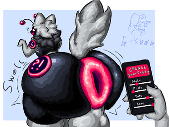 antennae_(anatomy) anthro anus anus_expansion balls balls_expansion big_anus big_balls big_butt big_tail butt butt_expansion electronics expansion expansion_app fur genital_expansion genitals glistening glistening_anus grey_body grey_fur huge_anus huge_balls huge_butt hyper hyper_anus hyper_balls hyper_butt hyper_genitalia machine male nude offscreen_character phone phone_app protogen_visor puffy_anus question_mark simple_background smile solo tail text anatoly_genghis_khan g-khan protogen 2026 4:3 colored digital_drawing_(artwork) digital_media_(artwork) english_text paint.net_(artwork) shaded signature