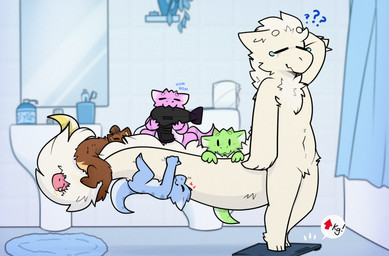 anthro biped feet feral fingers fur group hair inside male navel nude nude_anthro nude_male smile standing tail toes tongue nicopossum mythology dragon gulonine kobold mammal marten mustelid musteline mythological_creature mythological_scalie scalie 2026 digital_drawing_(artwork) digital_media_(artwork) hi_res
