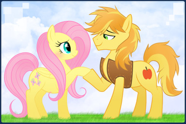 blue_eyes blush border clothing cloud cutie_mark duo eye_contact feathered_wings feathers female feral fur grass green_eyes hair long_hair looking_at_another male male/female multicolored_hair orange_hair pink_hair plant quadruped romantic romantic_couple simple_background smile tail topwear transparent_border two_tone_hair vest wings yellow_body yellow_feathers yellow_fur mn27 friendship_is_magic hasbro my_little_pony mythology braeburn_(mlp) fluttershy_(mlp) earth_pony equid equine horse mammal mythological_creature mythological_equine pegasus pony 2012 alpha_channel source_request