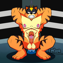 anal anal_penetration balls clothed clothing dildo dildo_in_ass dildo_insertion dildo_sitting erection fur genitals humanoid_genitalia humanoid_penis male mask muscular muscular_male nude object_in_ass penetration penis sex_toy sex_toy_in_ass sex_toy_insertion simple_background solo text wearing_mask wrestler torito_moo fan_character animal_humanoid felid felid_humanoid feline humanoid mammal mammal_humanoid pantherine pantherine_humanoid tiger tiger_humanoid 1:1 absurd_res hi_res
