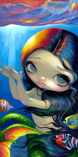 ambiguous_gender eyebrows eyelashes female feral fin fish_tail group hair legless lips long_hair looking_at_viewer mermaid_tail not_furry nude orange_body pupils scales solo_focus split_form tail jasmine_becket-griffith angelfish aquatic butterflyfish copperband_butterflyfish emperor_angelfish fish humanoid humanoid_merfolk mammal merfolk dated formal_art painting_(artwork) traditional_media_(artwork) traditional_painting_(artwork)
