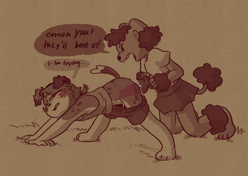 all_fours ankle_fluff ankle_tuft anthro anthro_on_anthro anthro_penetrated anthro_penetrating anthro_penetrating_anthro arm_tuft ass_up barefoot blush blush_lines bottomwear bottomwear_down clothed clothed_anthro clothed_female clothing dialogue dildo dildo_in_vagina dildo_insertion duo eyes_closed feet female female/female female_anthro female_penetrated female_penetrating female_penetrating_female fingers flat_chested fluffy fluffy_hair fully_clothed fully_clothed_anthro fully_clothed_female hair holding_dildo holding_object holding_sex_toy humanoid_hands internal kneeling kneeling_on_ground knot knotted_dildo leg_tuft on_ground open_mouth partially_clothed partially_clothed_anthro partially_clothed_female penetration plantigrade sex sex_toy sex_toy_in_vagina sex_toy_insertion shirt short_hair shorts shorts_down skirt slim slim_anthro slim_female speech_bubble spread_legs spreading t-shirt tail tail_tuft talking_to_another talking_to_partner tank_top teeth text toes topwear toying_partner tuft vaginal vaginal_penetration wrist_fluff wrist_tuft young young_on_young young_penetrated conditional_dnp viotailed yza_(viotailed) border_collie canid canine canis collie domestic_dog herding_dog mammal pastoral_dog poodle sheepdog english_description english_text hi_res