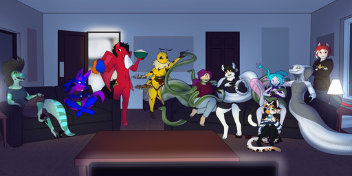 3_toes 4_arms 5_toes antennae_(anatomy) anthro apode barefoot biped black_body black_fur black_hair blue_eyes blue_hair blue_markings breasts clothed clothing countershade_fur countershade_scales countershading crossed_arms cutie_mark facial_markings featureless_breasts featureless_crotch feet female front_view fully_clothed fur furniture gloves_(marking) green_body green_eyes green_scales grey_body grey_countershading group hair head_markings heterochromia highlights_(coloring) hooves insect_wings inside leg_markings legless legs_together male markings mask_(marking) mohawk multi_arm multi_limb non-mammal_breasts non-mammal_hair nude on_sofa open_mouth open_smile pupils purple_body purple_hair red_hair scales serpentine sharp_teeth sitting sitting_on_ground sitting_on_sofa slit_pupils smile snake_arms snake_hood snout socks_(marking) sofa spots spread_legs spreading standing stripes tail teeth toes unguligrade white_body white_highlights white_markings wings yellow_body yellow_sclera halcy0n hasbro my_little_pony mythology nintendo pokemon calleigh_(cz) hazardous_materials_(hazardousthepegasus) lumine_(luminethewolf767) trey_aquana_(thegreninjagal) amphibian animal_humanoid arthropod axolotl bee canid canine canis cat_humanoid domestic_cat draconcopode equid equine felid felid_humanoid feline feline_humanoid felis generation_4_pokemon generation_8_pokemon hatterene humanoid hybrid hymenopteran insect lucario mammal mammal_humanoid marine mole_salamander mythological_creature mythological_equine naga pegasus pokemon_(species) reptile salamander scalie snake wolf 2024 character_request colored hi_res