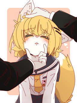 adolescent anthro blush blush_lines chin_scratch duo eyes_closed female female_focus first_person_view headpat kemono scratching_chin solo_focus tail tail_motion tailwag tongue tongue_out young aogitsune_jitto canid canine fox mammal 2024 3:4 animated animated_png