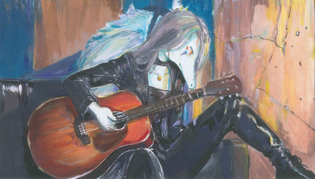 acoustic_guitar amber_eyes anthro bottomwear claws clothing detailed_background feathered_wings feathers female fingers grey_body grey_hair grey_scales guitar hair jacket jewelry leather leather_bottomwear leather_clothing leather_jacket leather_pants leather_topwear long_hair musical_instrument necklace pants plucked_string_instrument scales sitting snout solo string_instrument topwear wings newfolder_hpnes cavemanon_studios goodbye_volcano_high ko_op_(game_developer) snoot_game fang_(gvh) prehistoric_species pterosaur reptile scalie 2023 hi_res
