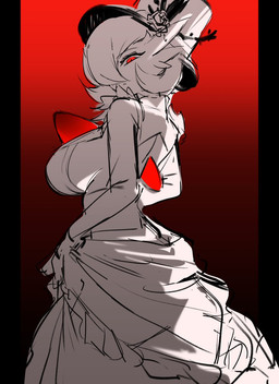 black_background breasts clothed clothing clothing_lift dress dress_lift female gradient_background holding_clothing holding_dress holding_object looking_at_viewer red_background red_eyes simple_background sketchy solo chunniwa nintendo pokemon gardevoir generation_3_pokemon humanoid pokemon_(species) hi_res