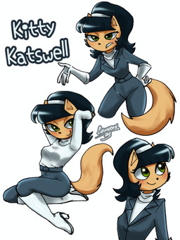 anthro black_hair blush boots clothing female footwear gloves green_eyes hair handwear high_heeled_boots high_heels jacket leather leather_clothing looking_at_viewer multiple_poses pose shoes simple_background smile solo sweater tan_body topwear turtleneck white_background danneon nickelodeon t.u.f.f._puppy kitty_katswell domestic_cat felid feline felis mammal 2025 3:4 colored hi_res shaded signature