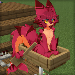 4_fingers 4_toes anthro arm_fin arm_markings arm_tuft blue_pupils boat claws collarbone dorsal_fin ear_tuft elbow_tuft eye_through_hair eyebrow_through_hair eyebrows facial_markings facial_tuft feet fin finger_claws fingers fluffy fluffy_tail forked_tail fur fur_markings gills glistening glistening_body hair head_fin head_markings kneeling leg_markings male markings multicolored_eyes nipples open_mouth orange_body orange_eyes orange_fur orange_nipples pointy_ears pupils red_body red_eyes red_fin red_fur red_hair redstone shark_tail shoulder_tuft solo striped_ears tail tail_markings tail_tuft toe_claws toes translucent translucent_hair tuft unusual_anatomy unusual_tail vehicle watercraft yellow_sclera gaogomon microsoft minecraft mojang xbox_game_studios gaogomon_(oc) aquatic fish furred_kobold furred_scalie furred_shark hybrid kobold scalie shark 1:1 2025 absurd_res hi_res