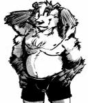 4_arms 4_nipples 4_pecs anthro confusion crossed_arms hands_behind_head male multi_arm multi_limb multi_nipple multi_pecs multifur nipples pecs solo borges dosan borges_(aoba) badger mammal mustelid musteline line_art monochrome