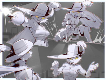action_pose anthro black_and_white_and_yellow breasts cape chest_wraps cleavage clothed clothing cosplay female hat hat_feather headgear headwear loose_feather melee_weapon pose rapier shirtless shirtless_female solo sword text weapon whiskers wraps yellow_eyes muart242 dreamworks puss_in_boots_(franchise) bacardi_(muart242) puss_in_boots_(dreamworks) domestic_cat felid feline felis mammal 4:3 hi_res restricted_palette url