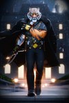 anthro biped coat_cape countershade_fur countershading fur looking_at_viewer male muscular muscular_anthro muscular_male orange_body orange_fur raining solo walking_towards_viewer white_body white_countershading white_fur night_striker21 epic_games fortnite oscar_(fortnite) felid mammal pantherine tiger 2024 absurd_res hi_res