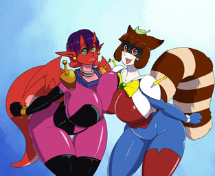 big_breasts bodysuit breast_squish breasts clothing duo female fluffy fluffy_tail latex mobile_trace_suit open_mouth skinsuit squish tail thick_thighs tight_clothing kaboozle g_gundam gundam mythology animal_humanoid canid canine dragon humanoid mammal mythological_creature mythological_scalie raccoon_dog scalie tanuki 2015