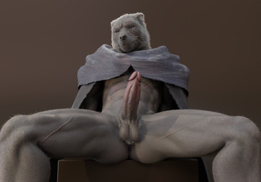 abs anthro balls clothing erection fur genitals glans grey_body half-closed_eyes humanoid_genitalia humanoid_penis looking_at_viewer male mostly_nude muscular muscular_anthro muscular_male narrowed_eyes penis realistic_fur scar simple_background sitting solo spread_legs spreading no-name-no-problem elden_ring fromsoftware blaidd_(elden_ring) canid canine canis mammal wolf 3d_(artwork) digital_media_(artwork) hi_res