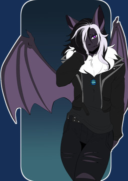 anthro biped clothed clothing hair male membrane_(anatomy) membranous_wings solo wings munkeesgomu bat mammal alpha_channel hi_res