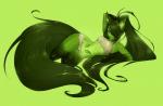 animal_humanoid canid canid_humanoid canine canine_humanoid claws clothed clothing female fox_humanoid green_body green_claws green_ears green_eyes green_hair green_markings green_nose green_skin green_tail hair hi_res humanoid licheart long_hair mammal mammal_humanoid markings noxxi_greenrose skimpy solo tail wide_hips