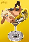 alcohol anthro beverage big_breasts big_butt biped black_nose blonde_hair blue_eyes braided_hair braided_ponytail breast_squish breasts brown_body butt claws cocktail cocktail_glass container countershade_butt countershade_face countershade_tail countershade_torso countershading cup drinking_glass eyebrows female glass glass_container glass_cup hair long_hair looking_at_viewer lying micro multicolored_body nude on_front pawpads plantigrade ponytail scut_tail short_stack short_tail simple_background solo squish tail tan_body tan_countershading text toe_claws tongue tongue_out two_tone_body aixen tanya_(jadebrewpaw) bear mammal 2024 hi_res url