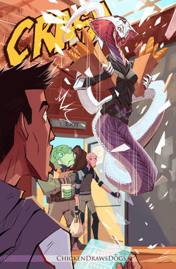5_fingers action_pose apode armor baguette beverage blue_eyes bread breaking_glass breasts brick brick_wall broken_glass bulletproof_vest claws clothing door emanata excited exit_sign falling fangs female female_focus fingerless_gloves fingers food forked_tongue glass gloves green_body green_skin group handwear holding_bag holding_object humor leek legless long_tail long_tongue male male_human medium_breasts noseless onion onomatopoeia opening_door pink_body pink_skin plant pose pouches scales serpentine sign snake_hood sound_effects straps striped_straw surprised tactical_gear tail teeth text through_ceiling through_window tired tongue vegetable wall_(structure) white_body white_eyes white_scales white_skin wide_eyed chickendrawsdogs x-com x-com:_chimera_squad agent_axiom agent_torque agent_verge alien draconcopode human humanoid mammal naga reptile scalie snake viper_(x-com) absurd_res hi_res signature