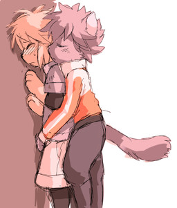 alternate_species anthro biped blush blush_lines bodily_fluids bottomwear clothed clothed_anthro clothed_male clothing duo eyes_closed fur furrification hug hugging_another hugging_from_behind jacket male male/male male_anthro shorts side_view simple_background standing sweat sweatdrop tail topwear young miri nintendo pokemon hugh_(pokemon) nate_(pokemon) canid canine mammal 2013 digital_media_(artwork) guide_lines hi_res