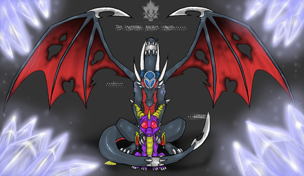 3_fingers 3_toes 8_horns accessory arm_markings black_body blade convenient_censorship countershading crystal elbow_claw empty_eyes facial_markings feet female feral fingers forehead_markings furgonomics grabbing_another head_markings horn hypnosis hypnotic_eyes jewelry larger_female long_neck long_snout long_tail male male/female markings membrane_(anatomy) membranous_wings mind_control multi_horn neck_ring on_haunches orange_wings purple_body quadruped red_body red_countershading red_eyes ring scales shoulder_grab shoulder_markings size_difference smaller_male snout spread_wings tail tail_accessory tail_blade tail_censorship tail_jewelry tail_ring tapering_tail text toes ventral_scales weapon_tail wing_blade wings yellow_body yellow_countershading shalonesk activision european_mythology mythology spyro_the_dragon corrupt_cynder cynder spyro dragon mythological_creature mythological_scalie scalie western_dragon 2006 english_text hi_res signature