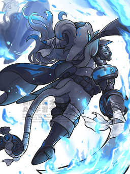 ambiguous_gender anthro bandage bandaged_chest bandaged_ear bandaged_head bandaged_leg belt black_clothing black_hat black_headwear blue_eyes blue_markings boots bottomless bottomless_anthro butt clothed clothing eye_patch eyewear fire flaming_sword flintlock_pistol footwear front_view fur gloves glowing glowing_markings grey_body grey_fur gun hair handgun handwear hat head_tuft headgear headwear long_hair looking_at_viewer looking_back looking_back_at_viewer low-angle_view markings melee_weapon pistol ranged_weapon rear_focus rear_view saber shoes solo sword tail tuft weapon duki2585 u-naduki ponos_corp. the_battle_cats d'arktanyan_(the_battle_cats) domestic_cat felid feline felis mammal 3:4 hi_res watermark