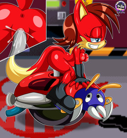 anthro anus areola big_butt breasts butt duo female fur genitals half-closed_eyes image_bubble machine narrowed_eyes nipples penetration red_body red_fur small_breasts vaginal vaginal_penetration vulva sirjzau archie_comics eggman_logo project_x_love_potion_disaster sega sonic_the_hedgehog_(archie) sonic_the_hedgehog_(comics) sonic_the_hedgehog_(series) fiona_fox badnik canid canine fox mammal motobug red_fox true_fox absurd_res hi_res