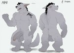 anthro backsack balls biceps big_penis butt ear_piercing foreskin fur genitals male muscular muscular_anthro muscular_male pawpads penis piercing solo tail vein veiny_penis fleshformomo momo_(fleshformomo) hyena mammal hi_res model_sheet