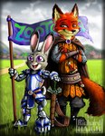 anthro duo female fur male text penmark disney zootopia judy_hopps nick_wilde canid canine fox lagomorph leporid mammal rabbit red_fox true_fox 2015 english_text hi_res