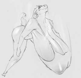 anthro big_breasts bouncing_breasts breasts clothing fangs female half_naked horn huge_breasts hyper hyper_breasts long_ears looking_at_viewer nipple_outline shirt smile solo steam tail tank_top teeth topwear vein veiny_breasts redturt undertale_(series) toriel bovid caprine goat humanoid mammal monochrome