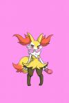 2:3 absurd_res anthro blush braixen breasts dildo female full-length_portrait generation_6_pokemon hi_res kewon looking_at_viewer nintendo pink_background pink_dildo pokemon pokemon_(species) portrait red_eyes semi-anthro sex_toy simple_background small_breasts smile solo standing