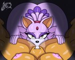 5:4 anthro areola bat big_breasts blaze_the_cat breasts cunnilingus domestic_cat duo felid feline felis female female/female female_pov first_person_view hi_res mammal nipples oral pink_areola pink_nipples pubes renegade-157 rouge_the_bat sega sex sonic_the_hedgehog_(series) thick_thighs vaginal