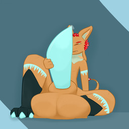 animal_genitalia anthro balls big_balls big_penis big_sheath bodily_fluids genital_fluids genitals huge_balls huge_penis huge_sheath hyper hyper_balls hyper_genitalia hyper_penis hyper_sheath male orange_body penis precum sheath solo ansia_(artist) terrace_(character) avali 1:1 hi_res