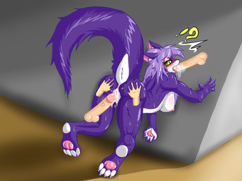 anthro anus bent_over big_tail blush bodily_fluids breasts butt cum duo erection fellatio female fur genital_fluids genitals group group_sex hair humanoid_genitalia humanoid_penis interrobang kemono male multicolored_body multicolored_fur nipples nude open_mouth oral penile penis purple_body purple_fur raised_tail sex solo_focus spitroast sweat tail vulva white_body white_fur milkteafox mammal 2014 4:3 hi_res