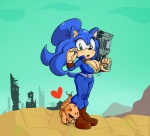 anthro big_breasts bouncing_breasts breast_jiggle breasts cleavage clothed clothing crossgender duo female gun heart_symbol jiggling ranged_weapon vault_suit weapon missphase fallout microsoft sega sonic_the_hedgehog_(series) sonic_the_hedgehog eulipotyphlan hedgehog mammal mole_rat_(fallout) naked_mole-rat rodent 2016 crossover