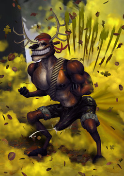 4_fingers anthro antlers barefoot bent_legs big_muscles big_pecs biped black_hooves black_nipples black_nose bodily_fluids bottomwear brown_body brown_fur bulge butt camo clenched_teeth clothed clothing crouching cum digitigrade ejaculation erection erection_under_shorts falling_leaves fart fart_cloud fart_fetish feet fingers fist forest fur gassy genital_fluids genitals grass headgear headkerchief headwear hooved_fingers hooves horn humanoid_hands kerchief leaf lines_on_body macho male military_shorts motion_lines multicolored_body multicolored_fur muscular muscular_anthro muscular_male nipples open_mouth open_smile outside pecs penis plant pose red_headkerchief red_kerchief scrunchy_face shorts smile solo squatting_pose standing straining tan_body tan_fur teeth throbbing throbbing_penis toothy_grin top_heavy topless topless_anthro topless_male tree two_tone_body two_tone_fur wide_hips wiggle_lines yellow_fart_cloud ten-kun deer_avenger bambo deer mammal 2023 colored detailed digital_drawing_(artwork) digital_media_(artwork) hi_res pinup shaded