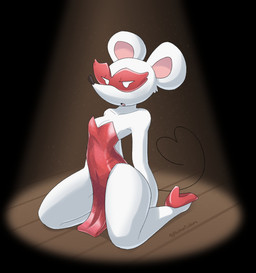 anthro anthrofied breasts cleavage clothed clothing dress female front_view fur gesture kneeling looking_at_viewer mask red_clothing red_dress small_breasts solo tail tail_gesture tail_heart thick_thighs white_body white_fur buttercolors mario_bros nintendo paper_mario ms._mowz mammal mouse murid murine rodent hi_res