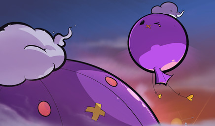 aircraft airplane ambiguous_gender black_outline black_sclera cloud glistening glistening_body inflation outline pink_sclera purple_body sky skyscape vehicle areoants nintendo pokemon drifblim drifloon generation_4_pokemon pokemon_(species) 2025 hi_res remake