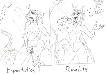 anthro blush blush_lines breasts claws dildo equis_universe fangs female genitals hair humor long_hair masturbation muscular muscular_anthro muscular_female nipples nude open_mouth sex_toy shower singing solo teeth toe_claws vulva wet sunny_way shasehra_gaelehrion ki'rinaes 2021 black_and_white monochrome sketch traditional_media_(artwork)