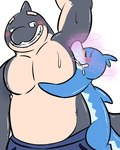 anthro armpit_fetish armpit_sniffing belly blue_body blush duo grey_body kemono male musk slightly_chubby slightly_chubby_anthro slightly_chubby_male sniffing nakadashimashta iruyo_the_dolphin cetacean dolphin mammal marine oceanic_dolphin orca toothed_whale 2019