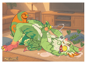 anthro blush bodily_fluids border cum cum_on_face cumshot ejaculation erection fur genital_fluids genitals male masturbation orgasm penis smile solo white_border magikarpii mythology mango_(dasesno) dragon mythological_creature mythological_scalie saurian_(genshin_impact) scalie yumkasaurus adobe_photoshop_(artwork) digital_media_(artwork) hi_res