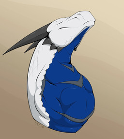 ambiguous_gender black_horn blue_neck duo eyes_closed feral feral_pred horn simple_background spread_plates tan_background vore white_body bigsky mythology dragon mythological_creature mythological_scalie scalie 2026 hi_res