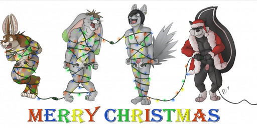 3_toes 4_toes animal_genitalia anthro ballbusting balls bdsm big_tail black_balls black_body black_fur black_hair black_nose black_tail blue_eyes blue_sclera bondage bottomless bound brown_body brown_fur buckteeth christmas_clothing christmas_decorations christmas_headwear christmas_lights clothed clothing coat cock_and_ball_torture costume countershading digitigrade dipstick_ears dot_eyes ear_markings ears_up electricity electrostimulation feet flaccid fur genital_torture genitals green_body green_fur grey_body grey_fur grey_tail group hair hat headgear headwear holidays humanoid_genitalia humanoid_penis inner_ear_fluff knock-kneed leg_markings long_ears long_tail male markings multicolored_ears nude one_eye_closed open_mouth pain penis pigeon_toed pink_penis pink_tongue red_clothing red_hat red_headwear red_topwear santa_costume santa_hat screaming sheath shocked simple_background simple_eyes smile smirk socks_(marking) standing string_light_bondage string_lights tail teeth text toes tongue topwear tuft whiskers white_background white_balls white_body white_fur white_penis wide_eyed plaguedobsession christmas dan_darkheart canid canine canis lagomorph leporid mammal mephitid rabbit skunk wolf 2017 digital_media_(artwork) english_text signature