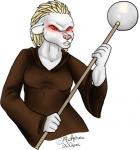 angry anthro clothed clothing female fully_clothed glowing glowing_eyes pink_nose red_eyes robe solo staff oli_snowpaw ayeph albino eulipotyphlan hedgehog mammal 2012 digital_media_(artwork) shaded