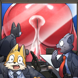 anthro big_penis blue_body blue_fur bodily_fluids close-up erection fur genital_close-up genital_fluids genitals group humanoid_genitalia humanoid_penis imminent_building_sex inside macro male panicking penis penis_close-up precum sweat window mayar nintendo star_fox falco_lombardi avian bird domestic_cat felid feline felis mammal 1:1 absurd_res hi_res