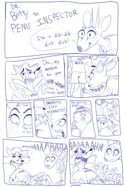 anthro bodily_fluids bottomwear briefcase clothing crying dialogue drooling duo_focus female genitals group hat headgear headwear horn humor male necktie open_mouth penis saliva shirt shorts speech_bubble std suitcase tears text topwear dawmino doctor_betty reynold antelope bovid canid canine dik-dik domestic_ferret fox mammal mustelid musteline true_antelope true_musteline weasel absurd_res blue_and_white comic digital_drawing_(artwork) digital_media_(artwork) english_text hi_res monochrome