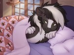 bed bedding blanket comfy furniture lazy lying male pillow solo elronya hasbro my_little_pony fan_character zenawa_skunkpony equid equine horse hybrid mammal mephitid pony skunk 4:3 alternate_version_at_source