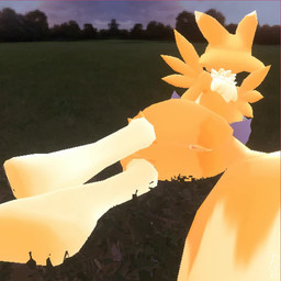 armwear beckoning breasts clothing elbow_gloves female fur genitals gesture gloves handwear lying neck_tuft nipples on_back on_side outside pixelated presenting solo spread_legs spread_vulva spreading surprised tuft vulva white_body white_fur yellow_body yellow_fur conditional_dnp pyriax bandai_namco digimon digimon_(species) renamon 2026 3d_(artwork) 3d_animation animated digital_media_(artwork) short_playtime webm